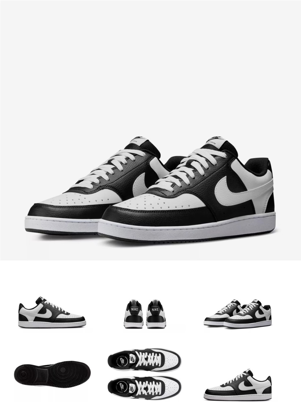 Nike Men’s Black and White Low-Top Sneakers - Classic Swoosh court Low